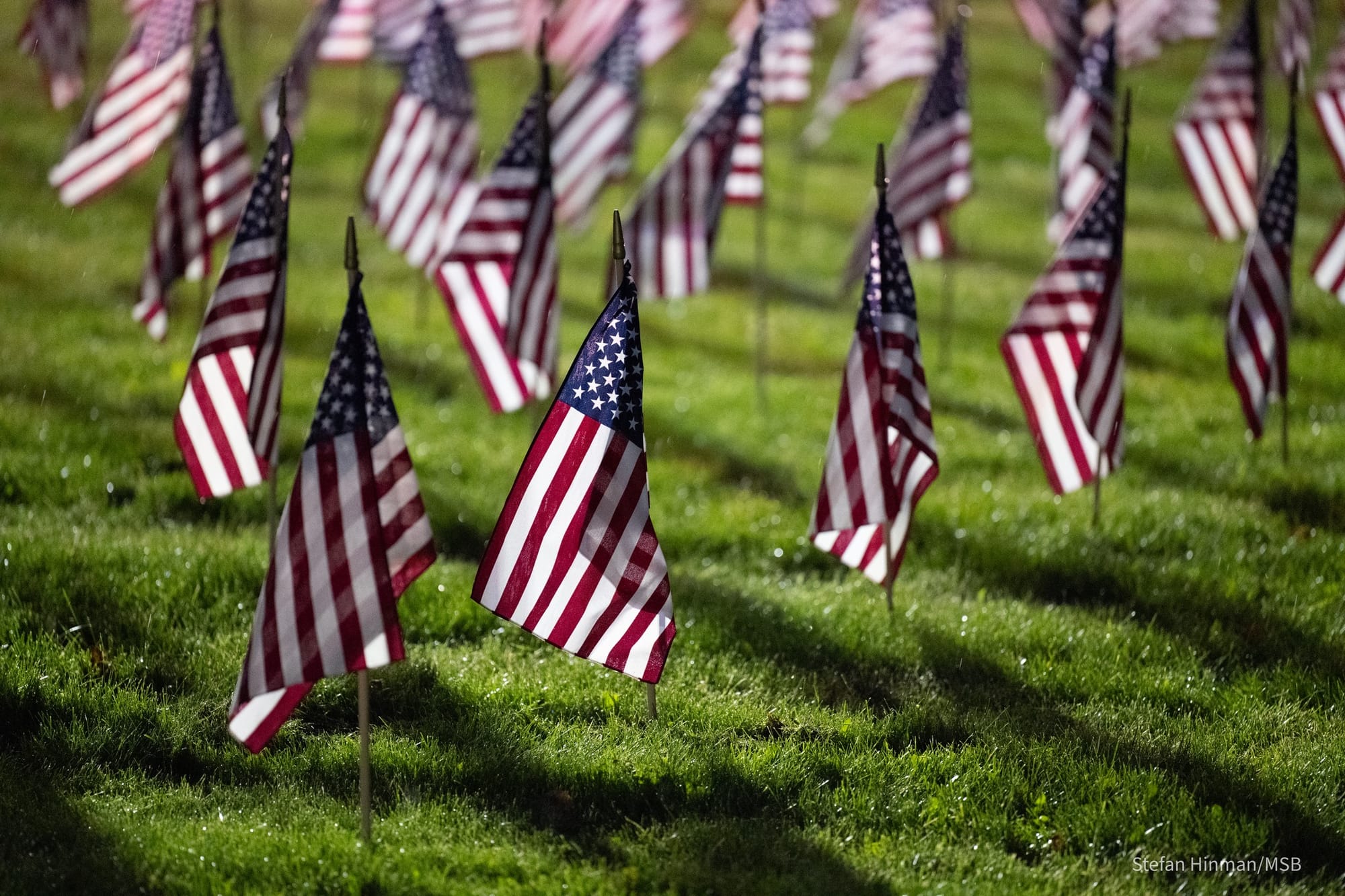 Flags placed at Station 6-1 on Sept. 11, 2024