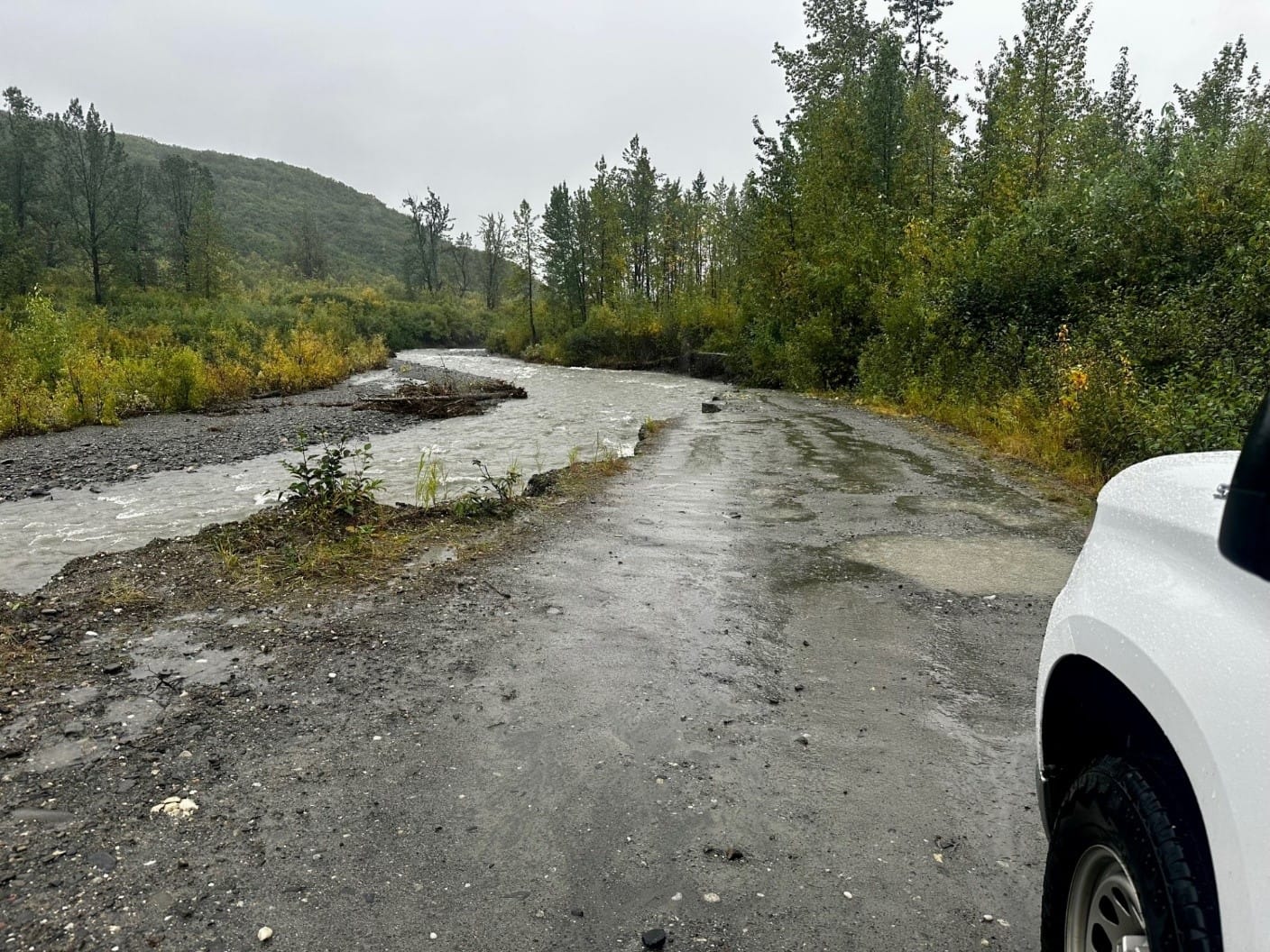 A wash out along Petersville Road near Trapper Creek