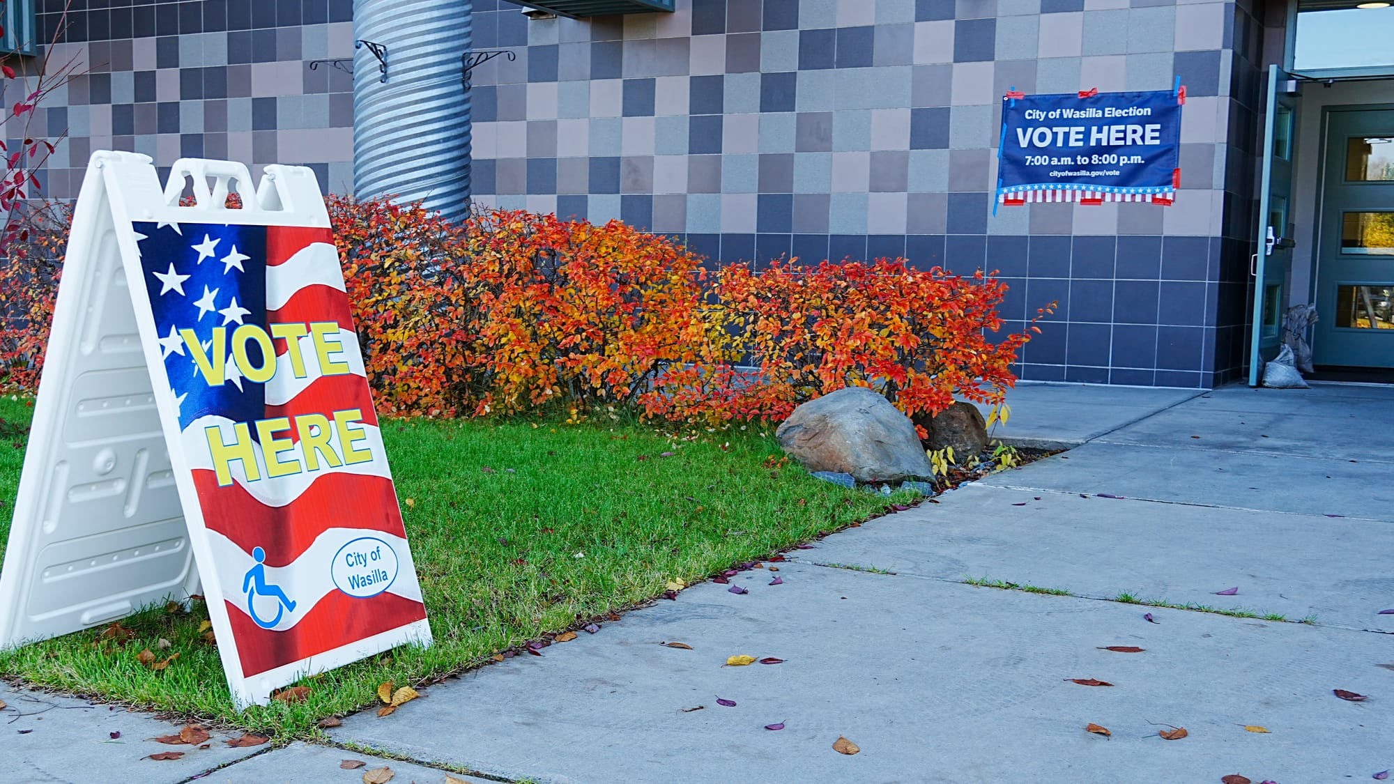 Wasilla voters cast ballots at the Menard Center 