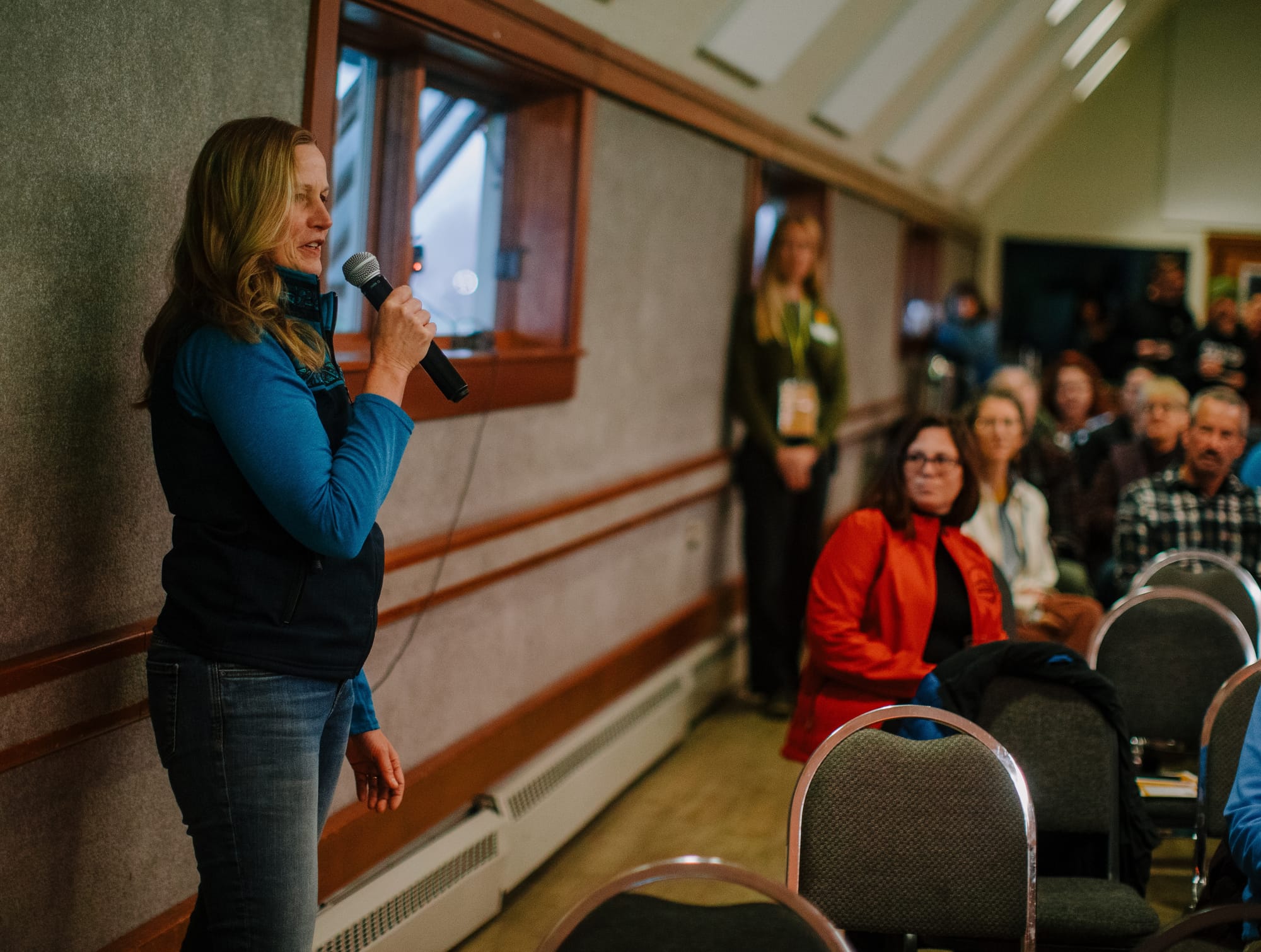 Stephanie Nowers speaks at Mat-Su Sentinel's Flip the Script Election Connection event