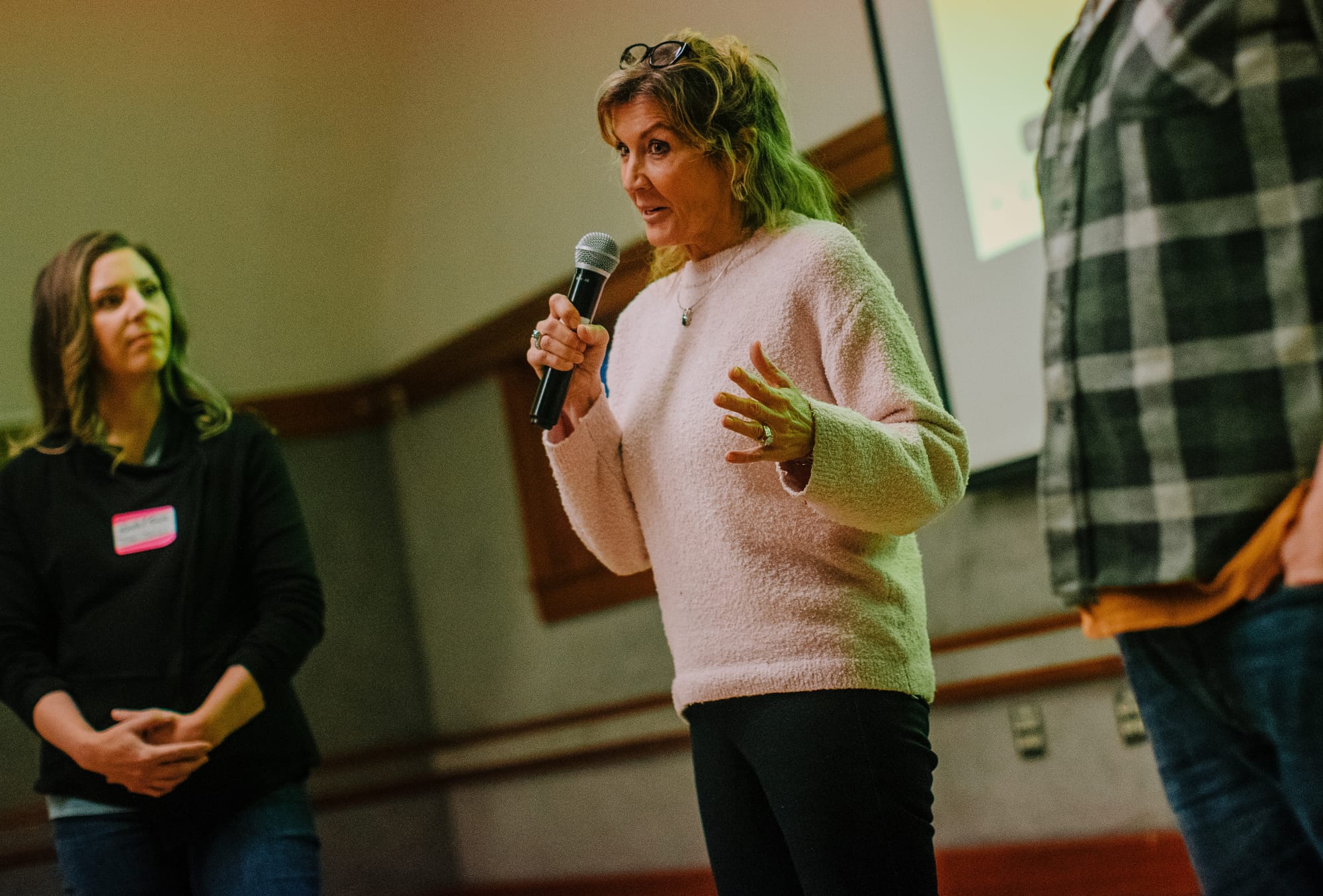 Lorie Colee speaks at Mat-Su Sentinel's Flip the Script Election Connection event