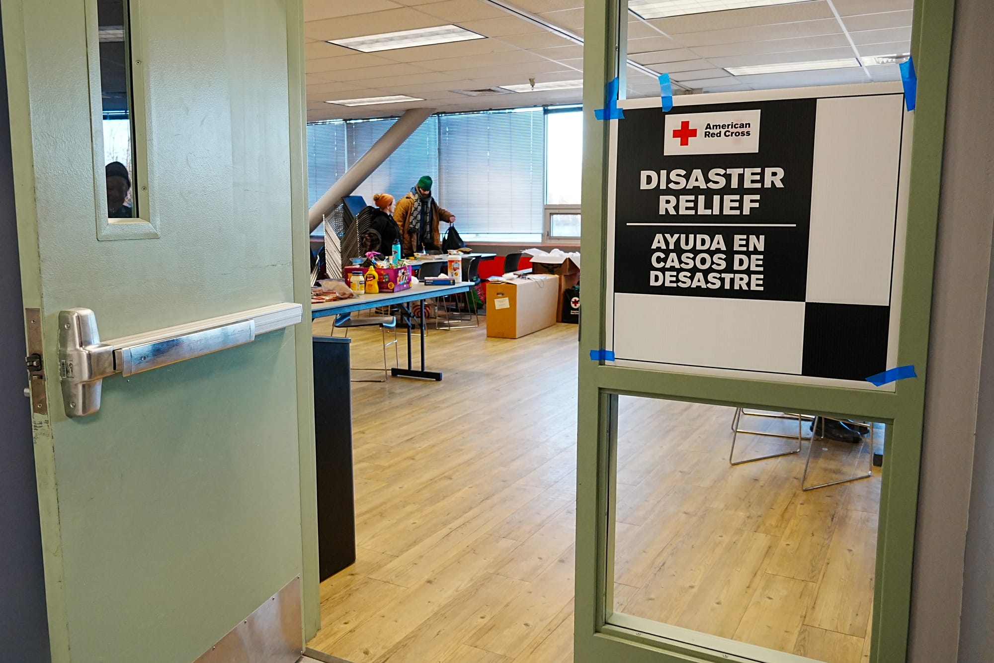 An emergency American Red Cross shelter