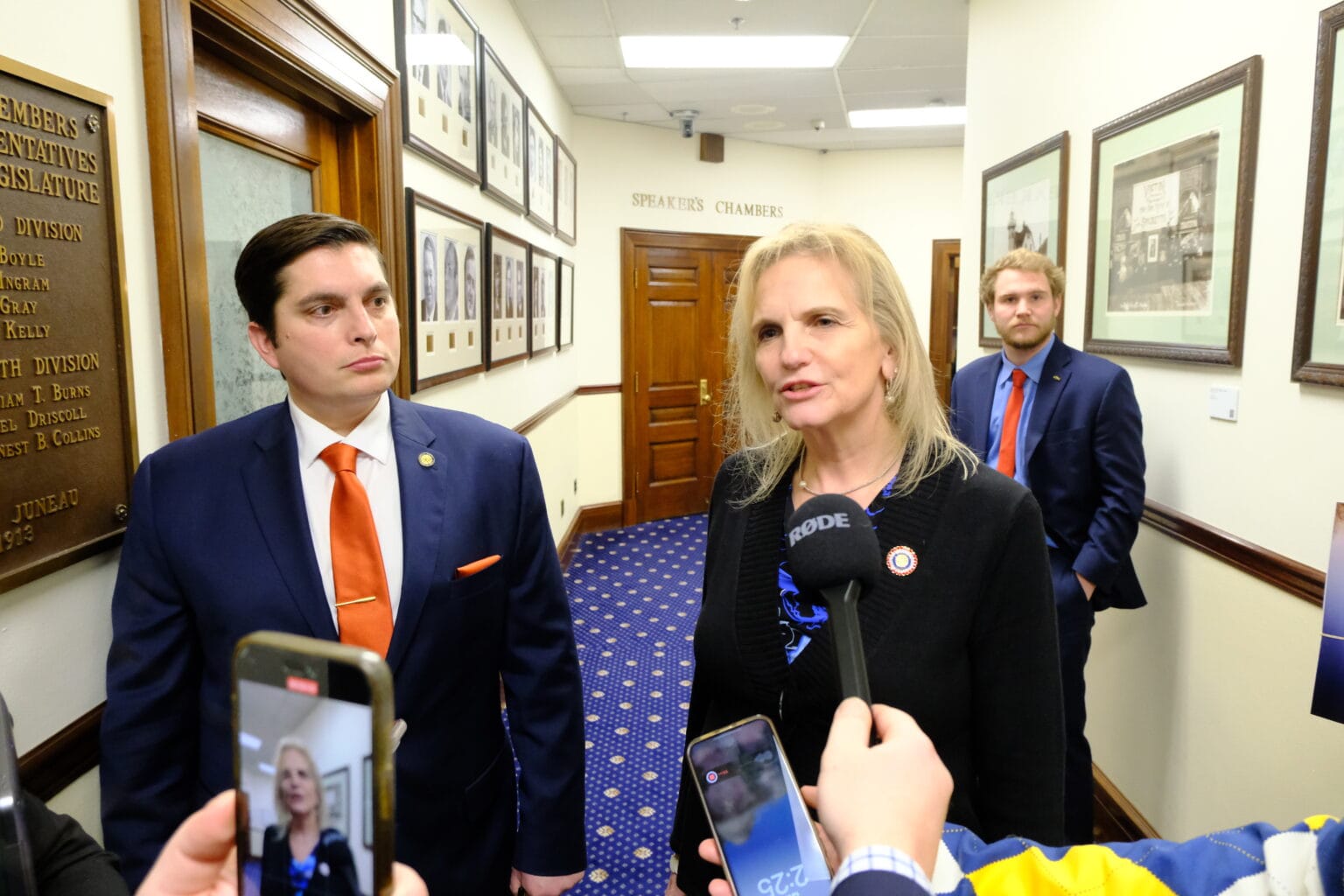 Newly appointed House Minority Leader Rep. DeLena Johnson, R-Anchorage and House Minority Whip Rep. Justin Ruffridge 