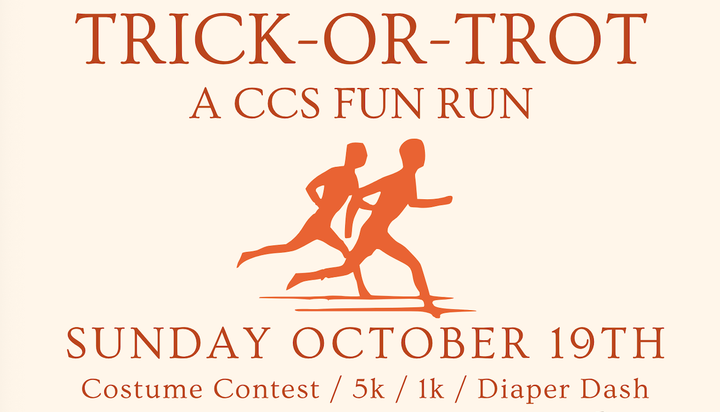 A flyer for the Trick-or-Trot CSS Palmer fun run.
