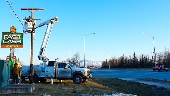 Linemen make electrical repairs in Wasilla
